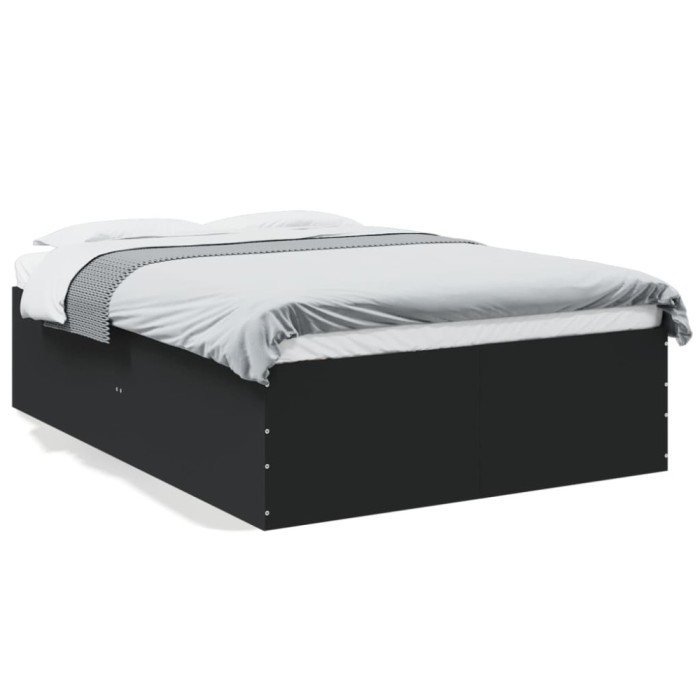 vidaXL Cadru de pat, negru, 140x200 cm, lemn prelucrat