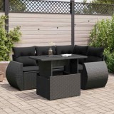 vidaXL Set mobilier de grădină cu perne, 5 piese, negru, poliratan 3326626