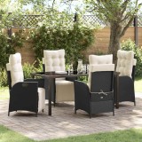 vidaXL Set de masă pentru grădină 5 pcs Negru Rattan poli
