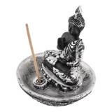 Decoratiune suport betisoare parfumate cu buddha argintiu, Stonemania Bijou