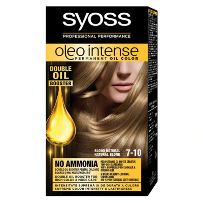 Vopsea de Par Permanenta, Fara Amoniac, SYOSS Oleo Intense, 7-10 Nuanta Blond Natural, 115 ml, Vopsea Permanenta, Vopsea Fara Amoniac, Vopsea SYOSS, V foto