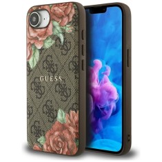 Husa originala Guess iPhone 16e Hardcase 4G Flower Print MagSafe, maro, GUHMPSE4P4ROPEMCW foto