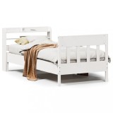 VidaXL Cadru pat fără saltea, alb, 100x200 cm, lemn masiv pin