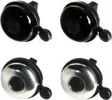 Set de 4 sonerii de bicicleta Helweet, aluminiu/plastic, negru/argintiu, 8 x 8 x 1 cm