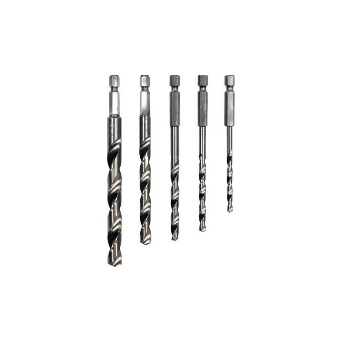 STHOR Set 5 burghie metal 4-10 mm cu prindere hexagonala 1/4