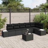 Cumpara ieftin Set de canapele pentru grădină cu pernă 7 pcs Negru Rattan poli