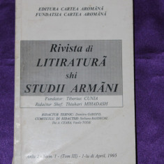 Rivista di litiratura shi studii armani, anul 2 nr 1, 1995 aromani