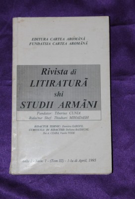 Rivista di litiratura shi studii armani, anul 2 nr 1, 1995 aromani foto