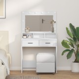 vidaXL Masă de toaletă cu lumini LED, alb, 79x41x135 cm