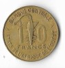 Moneda 10 francs 1976 - Statele Africii de Vest, Africa, Bronz-Aluminiu
