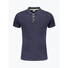 Tricou polo barbati din bumbac cu detalii contraste, Bleumarin inchis, M