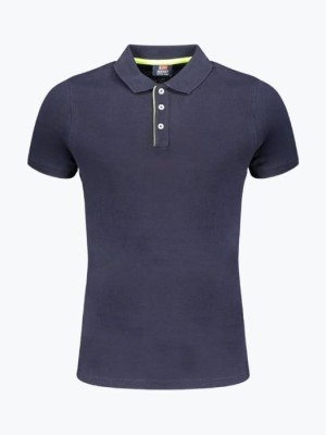Tricou polo barbati din bumbac cu detalii contraste, Bleumarin inchis, L foto