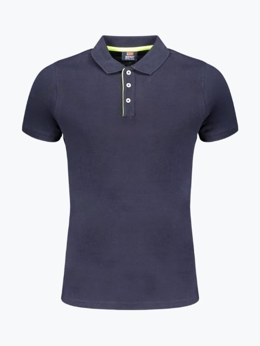 Tricou polo barbati din bumbac cu detalii contraste, Bleumarin inchis, L