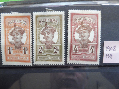 Martinique (Martinica) 1908 - Timbre deparaiate, nestampilate, cu sarniera (T13) foto