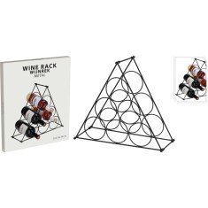 Suport metalic pentru sticle de vin, design piramidal, 12 sticle, 39x18x34 cm