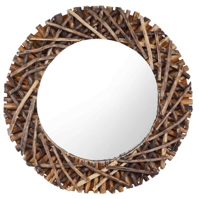 vidaXL Oglindă de perete, 60 cm, tec, rotund 288802