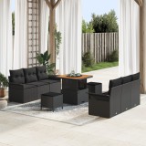 Gossi set canapea gradina 9 piese si perne negre din poliratan acacia, Gossi canapea gradina 2 locuri cu perne negre din poliratan, Gossi set dining g