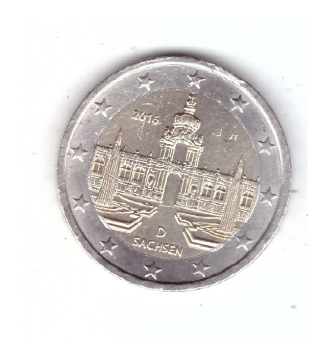 Moneda 2 euro Germania 2016 J Sachsen, stare buna, curata