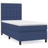 Pat box spring cu saltea, albastru, 80x200 cm, textil
