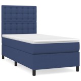 Cumpara ieftin Pat box spring cu saltea, albastru, 80x200 cm, textil