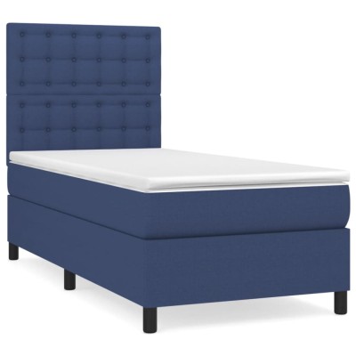 Pat box spring cu saltea, albastru, 80x200 cm, textil foto
