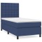 Pat box spring cu saltea, albastru, 80x200 cm, textil