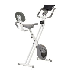 HOMCOM Bicicletă fitness magnetică pliabilă cu spătar reglabil, ecran LCD, suport tabletă, pentru antrenamente acasă, oțel alb/gri | Aosom Romania