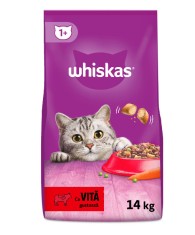 Whiskas hrana uscata pentru pisici adulte cu Pui, Vita sau Peste 14 kg Vita