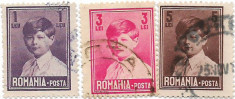 Mihai I, format mare, fara filigran (uzuale), 1928 - 1 L, 3 L, 5 L, obliterate foto