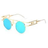 Ochelari de Soare, Zamo&reg;, CZL Molecule Blue, Protectie UV400, Model Rotund, Rama Aurie, Lentile Alba, Plastic, Albastru