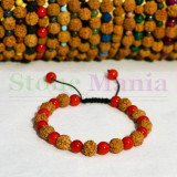 Bratara rudraksha 8mm si coral rosu 6mm, Stonemania Bijou