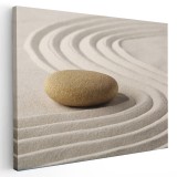 Tablou canvas Gradina Zen, meditatie si relaxare, crem, maro 1242 Tablou canvas pe panza CU RAMA 70x100 cm