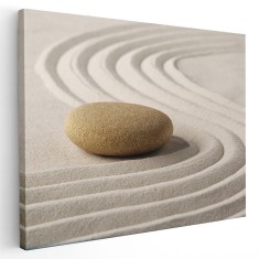 Tablou canvas Gradina Zen, meditatie si relaxare, crem, maro 1242 Tablou canvas pe panza CU RAMA 30x40 cm
