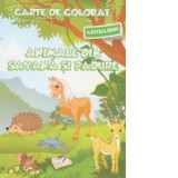 Carte de colorat cu abtibilduri. Animale din savana si padure