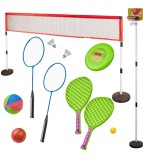Set sport multifunctional 5 in 1 Alibibi, ce contine cos minge baschet, rachete badminton, fileu, Oem