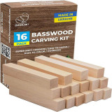 Cumpara ieftin Set de blocuri din lemn pentru sculptura BeaverCraft BW16, 16 piese