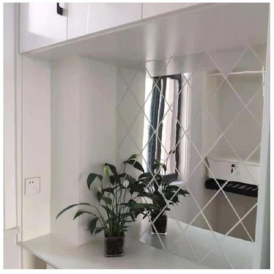 Set 174 Oglinzi Acrilice din PVC, Autoadezive pentru Decorarea Peretilor, Argintiu, 300 x 100 cm, Premium, RIF REFCO &amp;reg; foto