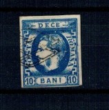 1869 - Carol I cu favoriți, 10 bani, stampilat