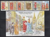 Jersey 2002 - Istoria poștală - Cutii poștale 1852-2002, Serie + Colita, MNH, Nestampilat