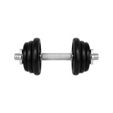 Gantera 12 kg, set 6 discuri, argintiu/negru, din otel, sigurantele incluse in set, 35x16x16cm, DHS