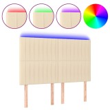 Cumpara ieftin Tablie de pat cu LED, crem, 144x5x118/128 cm, textil