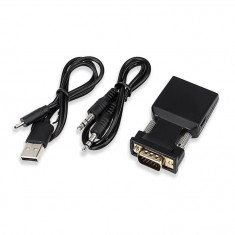 Adaptor convertor VGA tata la HDMI mama, cu cablu audio, 1080P, mufa aurie, HOPE R