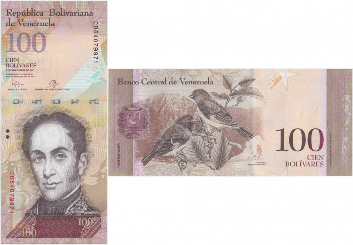 2015 (5 XI), 100 Bol&iacute;vares (P-93j) - Venezuela - stare UNC