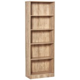 HOMCOM Bibliotecă Etajeră cu 5 Niveluri pentru Cărți cu 3 Rafturi Reglabile Antirăsturnare Depozitare pentru Living Birou Studiu 63x29,5x176 cm Lemn N