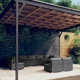 Cumpara ieftin Set mobilier de grădină cu perne, 9 piese, gri, poliratan