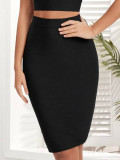 Fusta midi, stil creion, negru