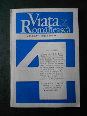 REVISTA VIATA ROMANEASCA. APRILIE 1990 Nr. 4 foto