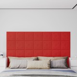 Panouri perete 12 buc. roșu vin 30x30cm piele ecologică 1,08 m&sup2;
