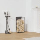 vidaXL Suport pentru lemne de foc negru Oțel laminat la rece 864259