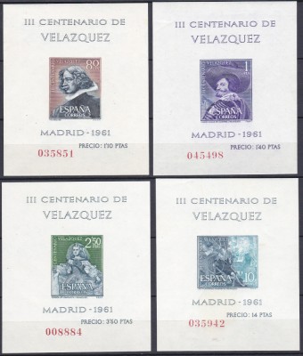 DB1 Spania 1961 Pictura Tricentenar Velasquez 4 x SS MNH foto